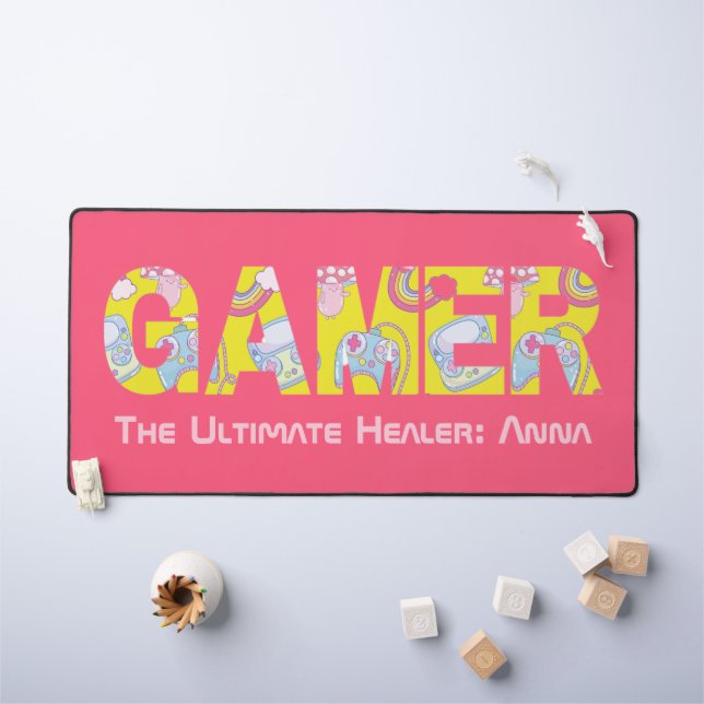 Personalized Birthday Valentines Gift for Gamers Desk Mat (Kids Table)