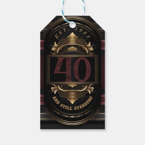 Personalized Birthday Vintage Black Gold Burgandy Gift Tags