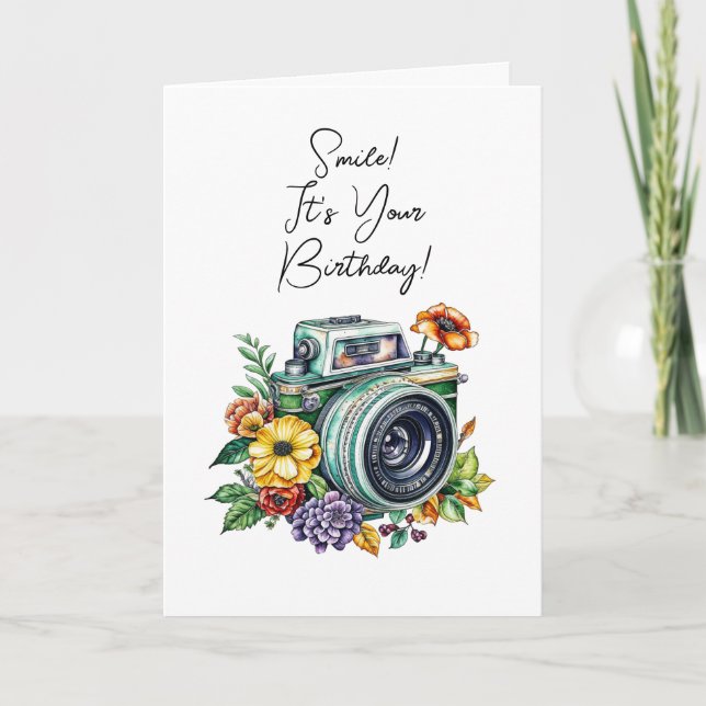 Personalized Birthday | Vintage Camera Card (Front)