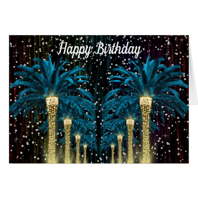 Personalized Birthday Winter Palms  Cards (Front Horizontal)