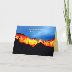 Personalized Birthday Wishes, Glowing Zion Sunrise Card