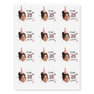 Personalized Birthday with Custom Face, Name & Age Temporary Tattoos