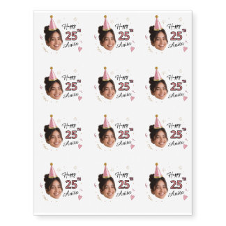 Personalized Birthday with Custom Face, Name & Age Temporary Tattoos