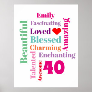 Personalized Birthday Word Art Print
