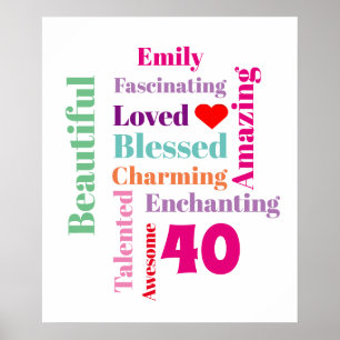 Personalized Birthday Word Art Print