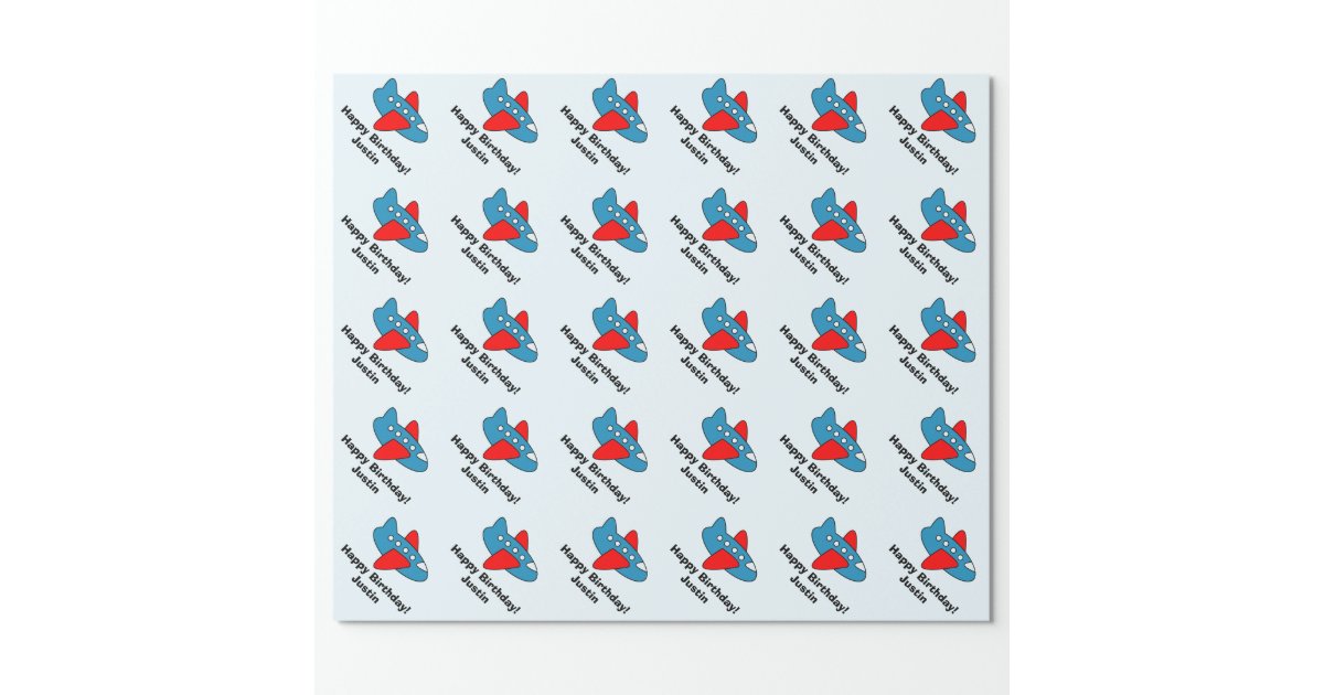 Personalized Birthday wrapping paper | kids plane | Zazzle