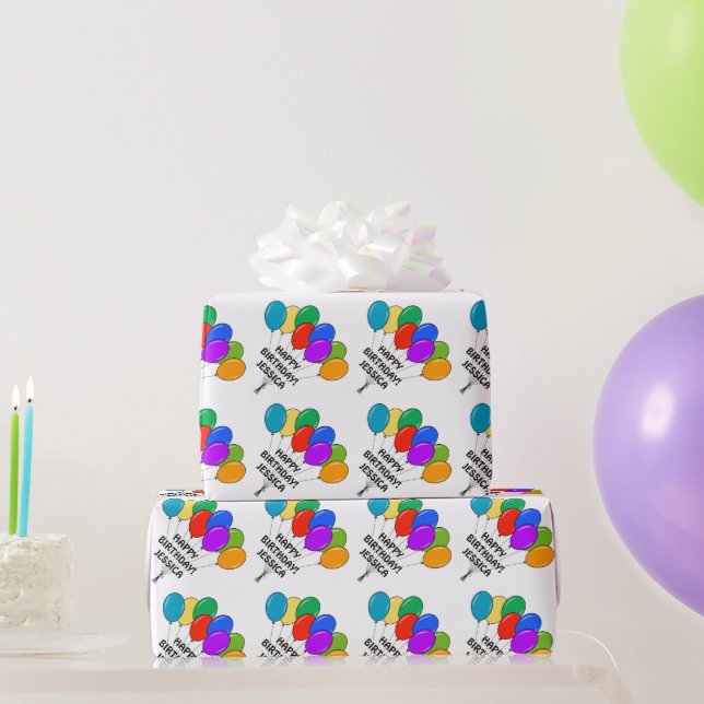 Personalized Birthday wrapping paper with balloons (Party Gifts)
