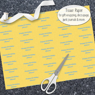 Personalized Birthday Yellow Tissue Paper