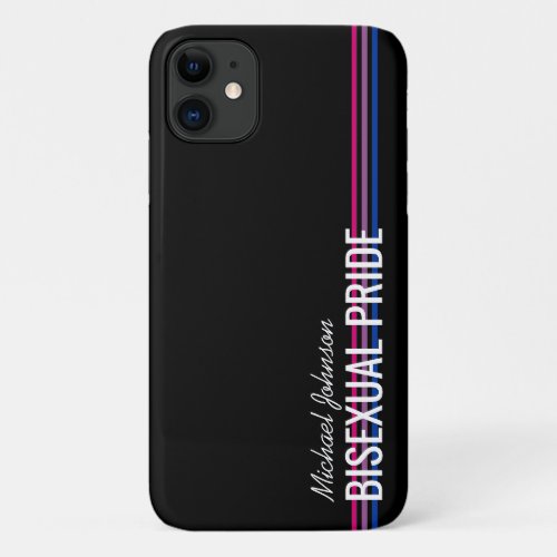 Personalized Bisexual Flag Color Stripes Black iPhone 11 Case
