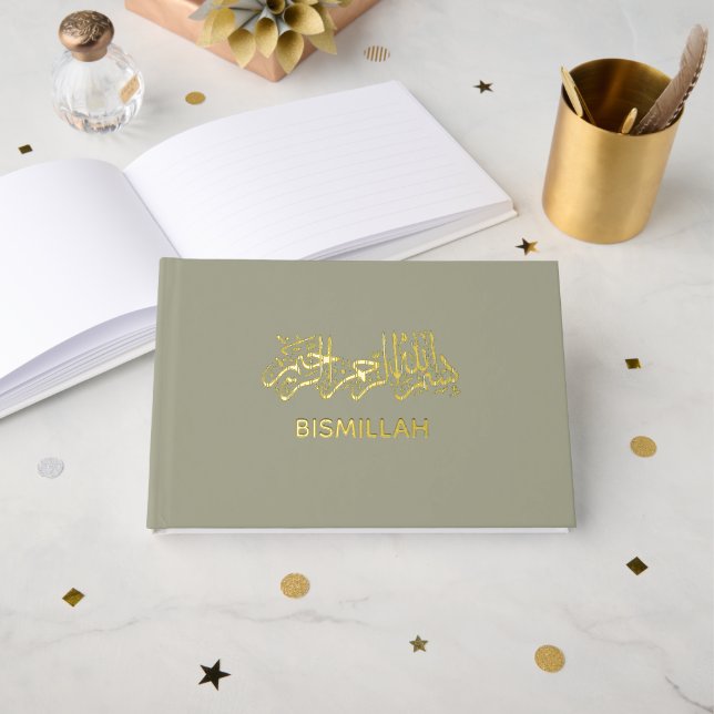 Personalized Bismillah Luxury Gold Foil Notebook (Front Open)