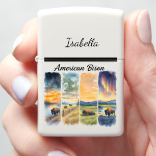 Personalized Bison Lighter Wild Nature