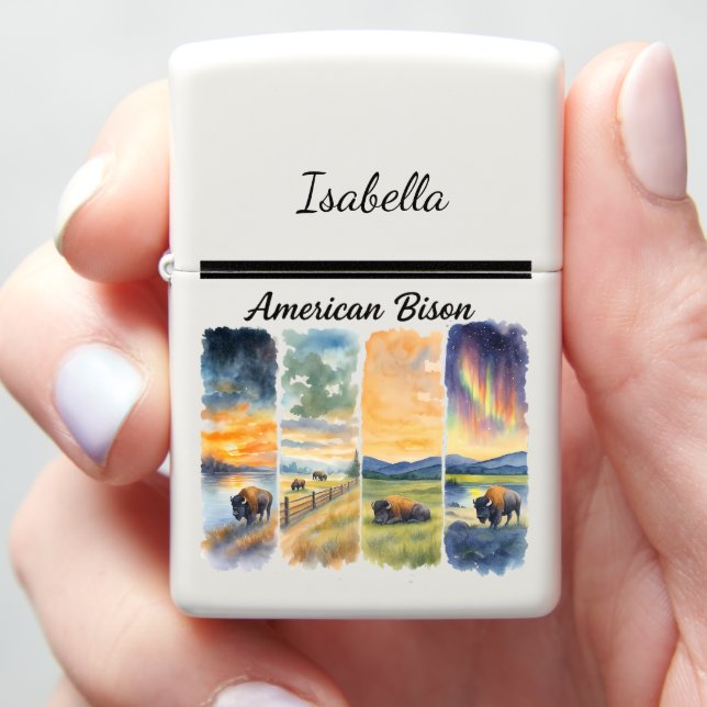 Personalized Bison Lighter Wild Nature (In Hand)