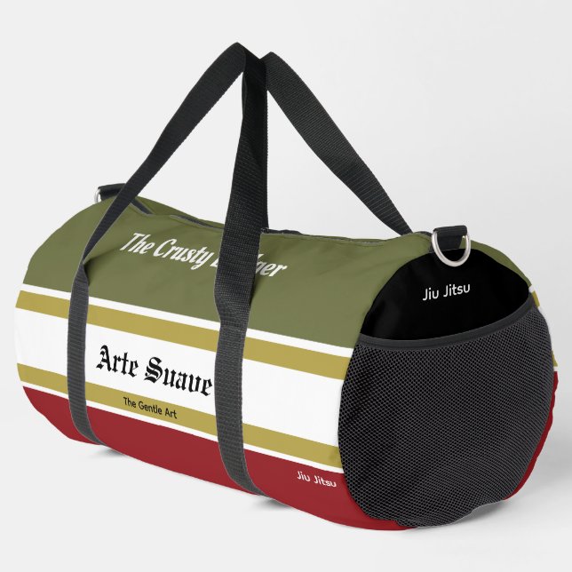 Personalized BJJ Arte Suave Jiu Jitsu Red Green Duffle Bag (Right Corner)