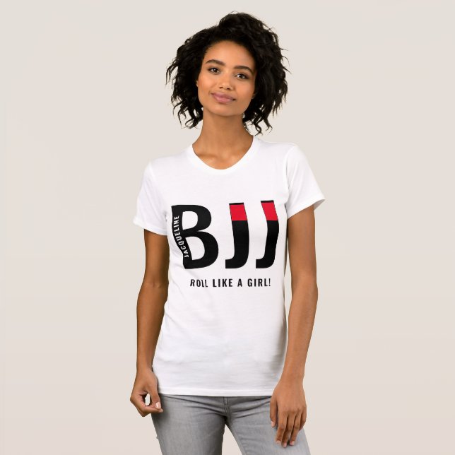 Personalized BJJ Jiu Jitsu Black Belt Woman's T-Shirt (Front Full)