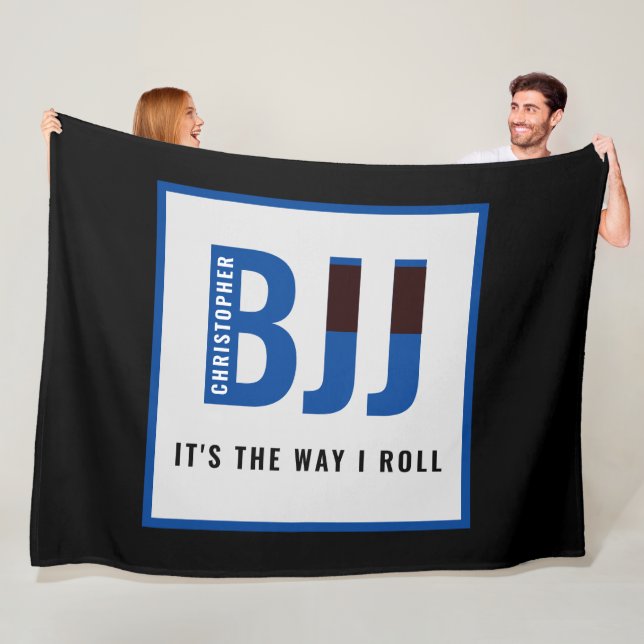 Personalized BJJ Jiu Jitsu Competition Blue Belt Fleece Blanket (In Situ)