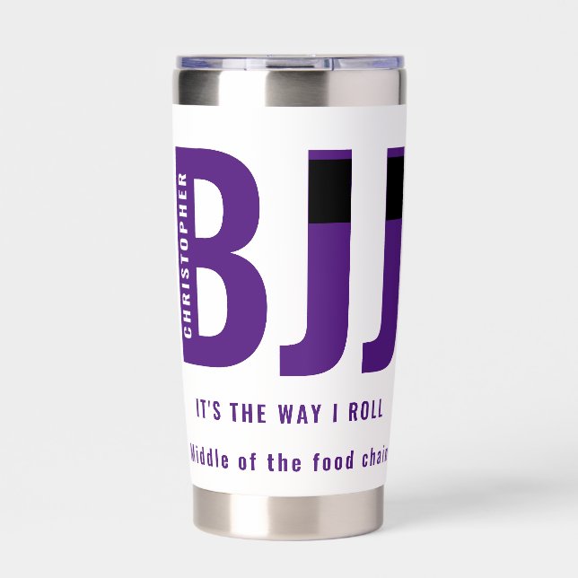 Personalized BJJ Way I Roll Jiu Jitsu Purple Belt Insulated Tumbler (Front)
