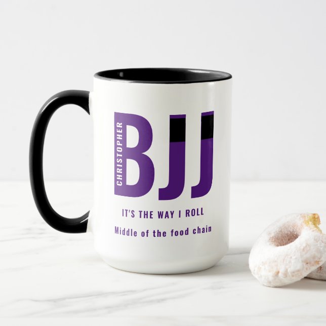 Personalized BJJ Way I Roll Jiu Jitsu Purple Belt Mug (With Donut)