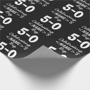 Personalized Black 50th Birthday Wrapping Paper