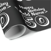 Personalized Black 50th Happy Birthday Wrapping Paper