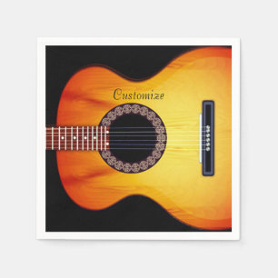 Personalized Black Acoustic Guitar 2 Napkins