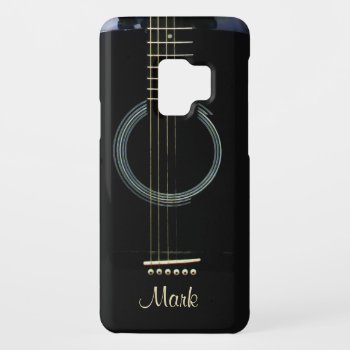 Personalized Black Acoustic Guitar Galaxy S9 Case by UROCKDezineZone at Zazzle