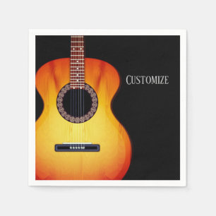 Personalized Black Acoustic Guitar Napkins