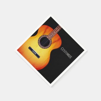 Personalized Black Acoustic Guitar Napkins | Zazzle