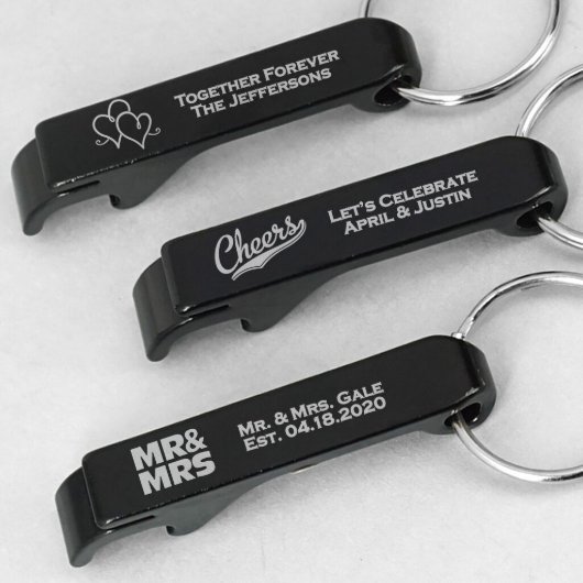 Personalized Black Aluminum Keychain Bottle Opener (Front)