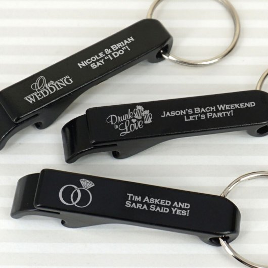 Personalized Black Aluminum Keychain Bottle Opener (Front)