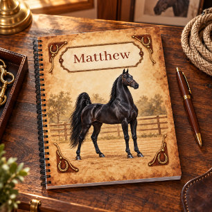 Personalized Black American Saddlebred Horse Notebook