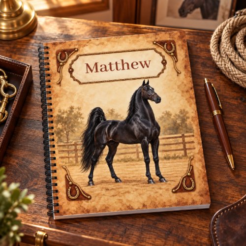 Personalized Black American Saddlebred Horse Notebook