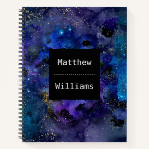 Personalized Black and Blue Galaxy Spiral Graph Notebook