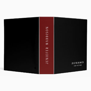 Personalized Black And Burgundy Monogramed 3 Ring Binder