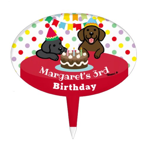 Personalized Black and Chocolate Labradors Cake Topper