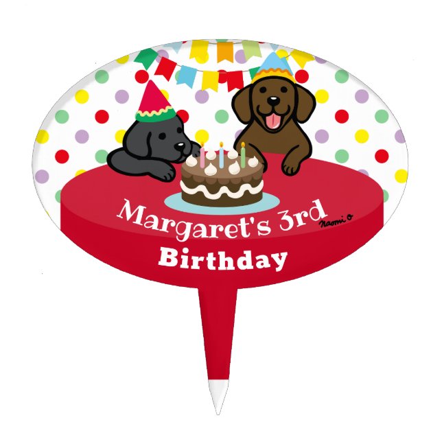Personalized Black and Chocolate Labradors Cake Topper (Front)