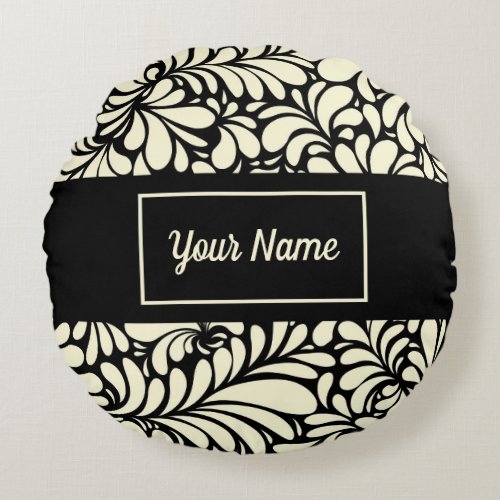 Personalized Black and Cream Round Pillow