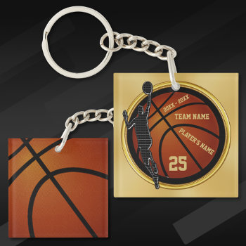 Personalized Black And Gold  Basketball Gifts  Keychain by LittleLindaPinda at Zazzle