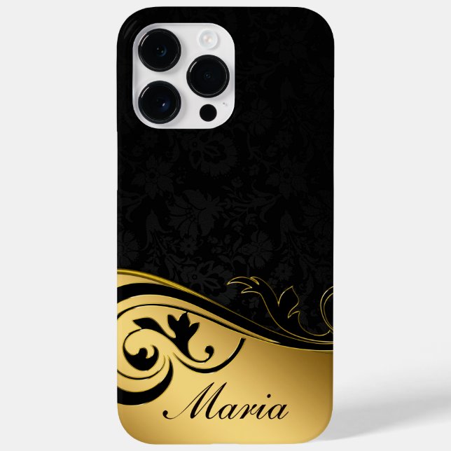 Personalized Black and Gold Case-Mate iPhone Case (Back)