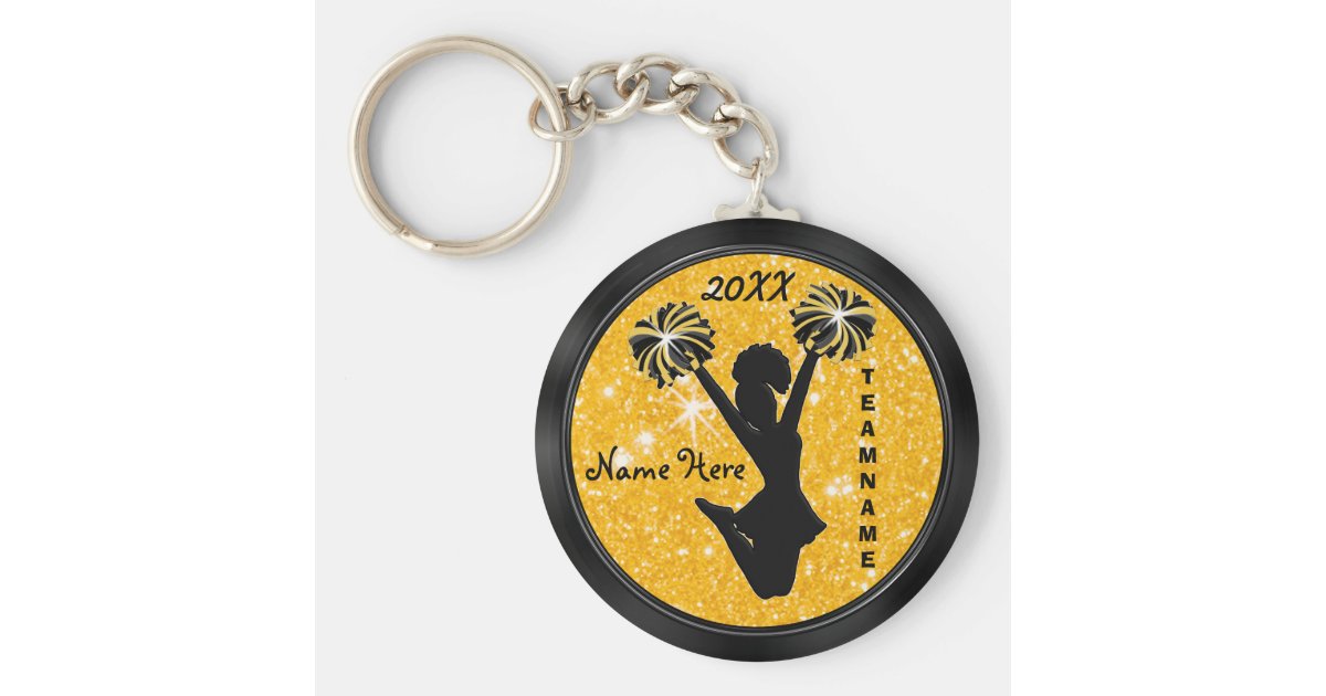 Personalized Black and Gold Cheer Keychains Cheap | Zazzle.com