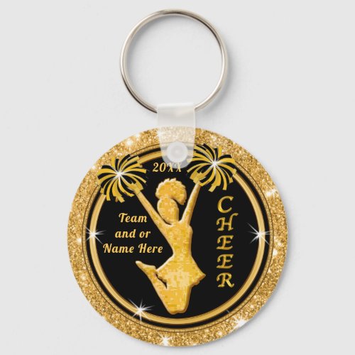 Personalized Black and Gold Cheerleading Keychains