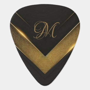 Personalized Black And Gold Chevron Guitar Pick