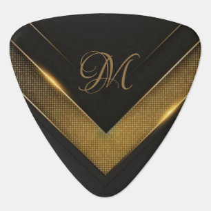 Personalized Black And Gold Chevron Guitar Pick