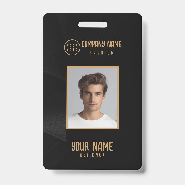 Personalized black and gold elegant badge (Front)