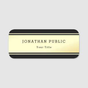 Personalized Black And Gold Elegant Template Name Tag