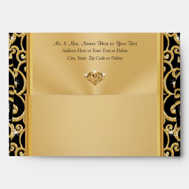 Personalized Black and Gold Envelopes Any Occasion (Back (Top Flap))