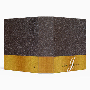 Personalized Black and Gold Faux Confetti Glitter 3 Ring Binder