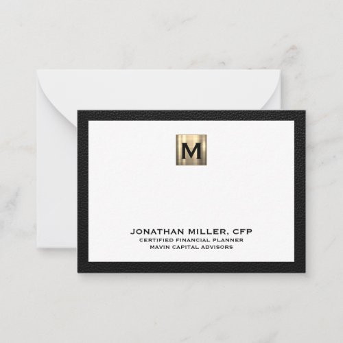 Personalized Black and Gold Flat Note Card