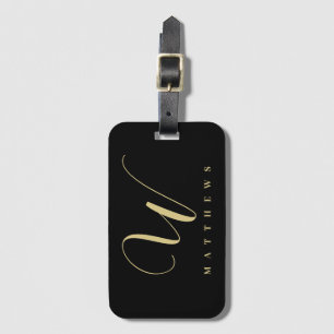 Personalized Black And Gold Foil Couple Luggage Tag
