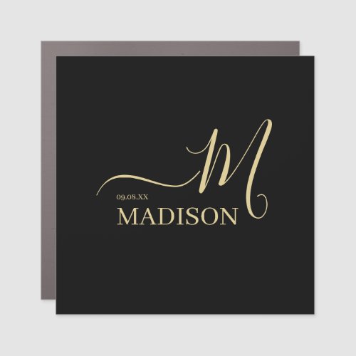 Personalized Black And Gold Foil Signature  Car Magnet