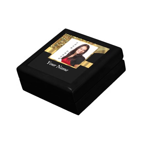 Personalized black and gold gift box